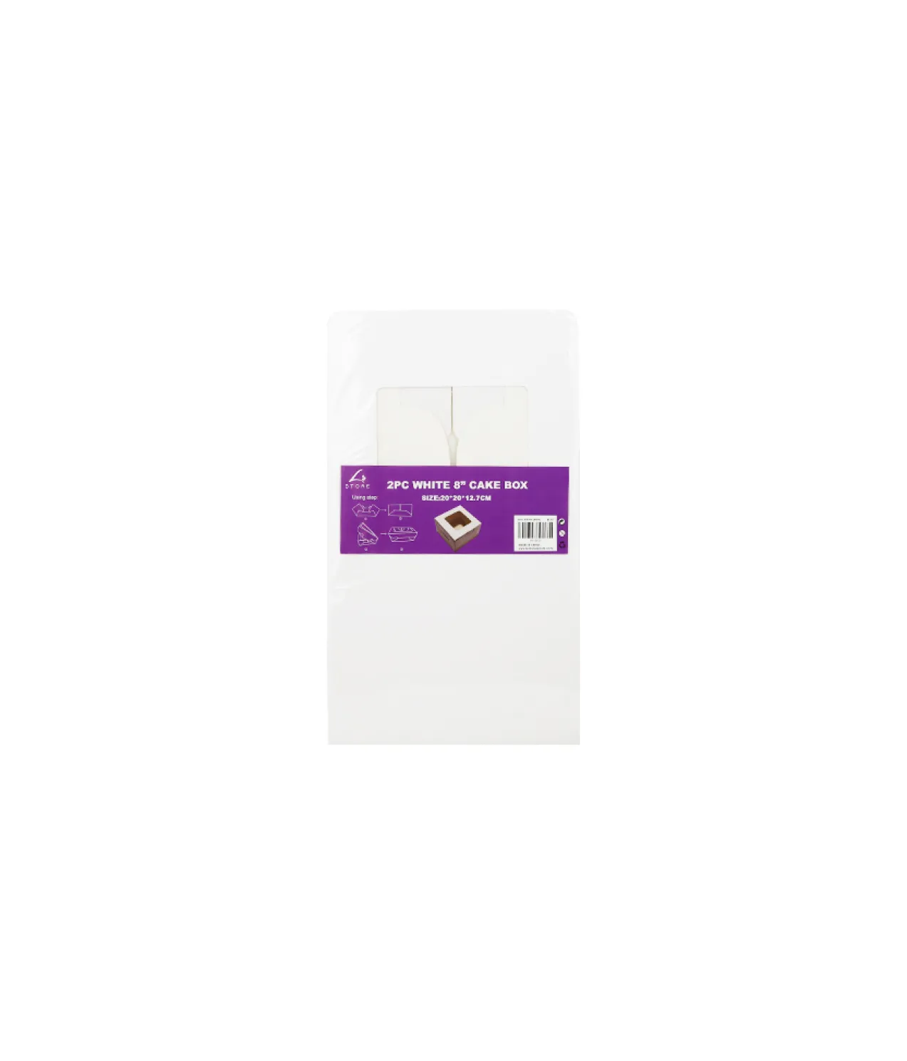 White Cake Box With Window 8in 2pk