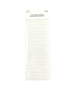 White Heart Rhinestones Stickers 153pc