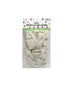 White Metallic Latex Balloons 12inch 50pk