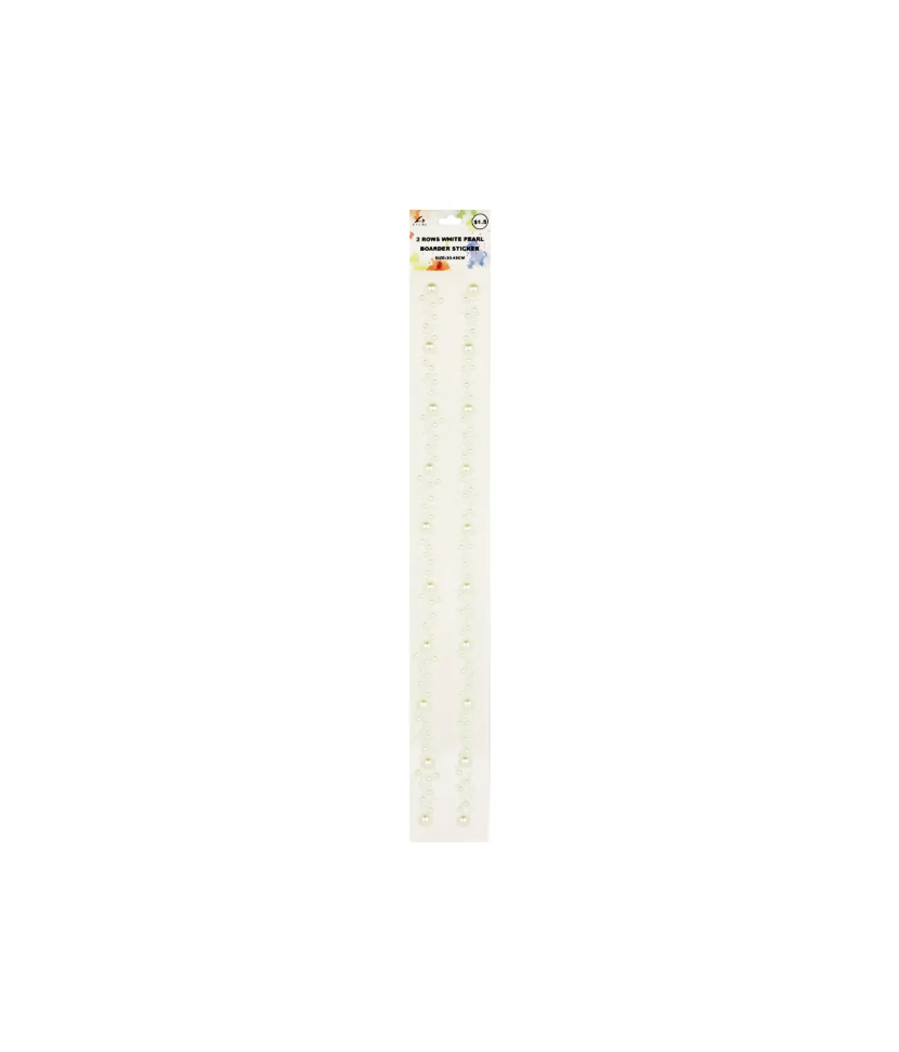 White Pearl Border Sticker 2pk