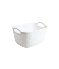 White Plastic Storage Bin With Handle 29.5x22x17cm