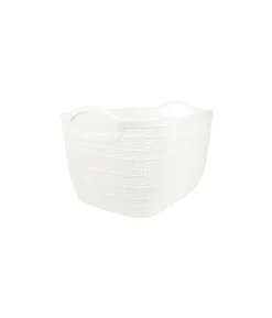 White Plastic Storage Box With Handles 34×25.5×20.5cm
