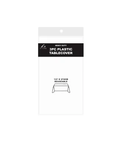 White Plastic Tablecover 3pk