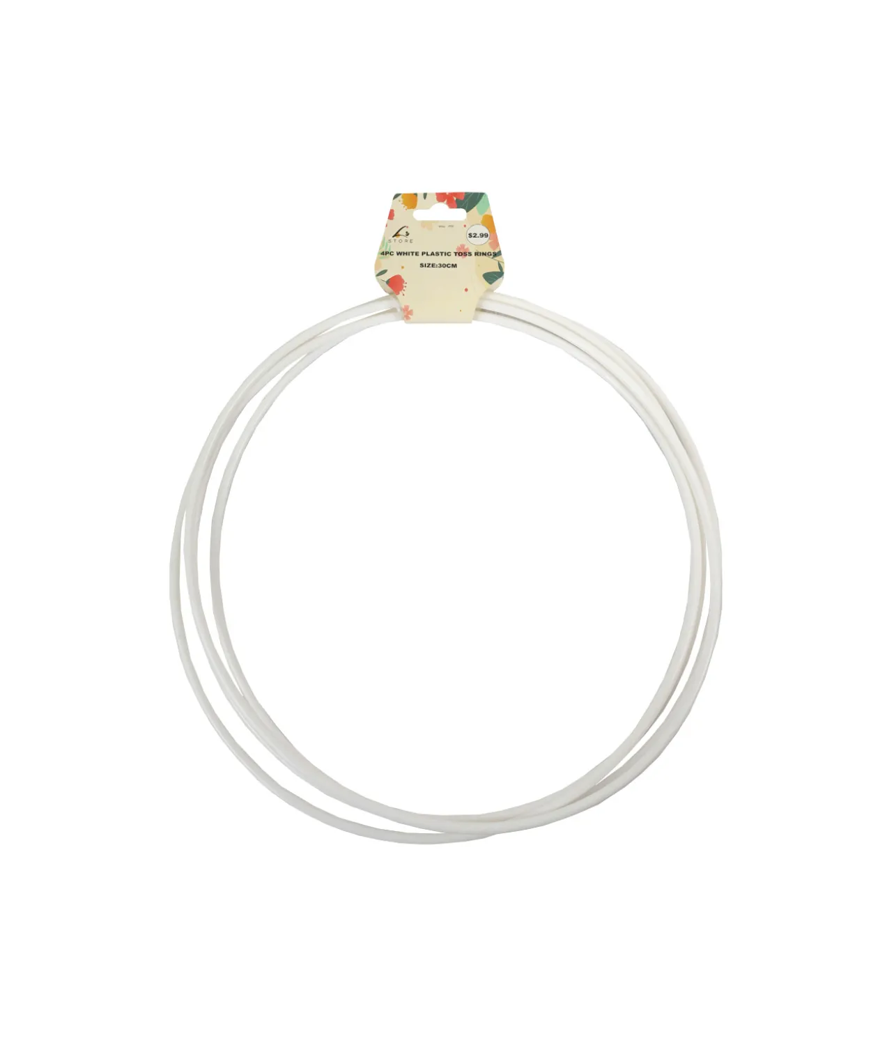 White PP Plastic Toss Rings 30cm 4pc