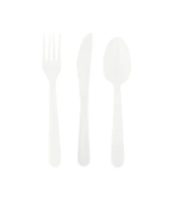 White PP Reusable Cutlery Set 45pc