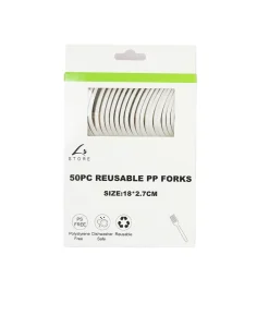 White PP Reusable Forks 50pc 18cm