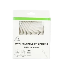 White PP Reusable Spoons 50pc 16cm