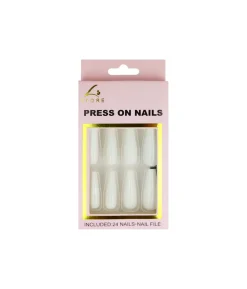 White Press On Nails 24pc