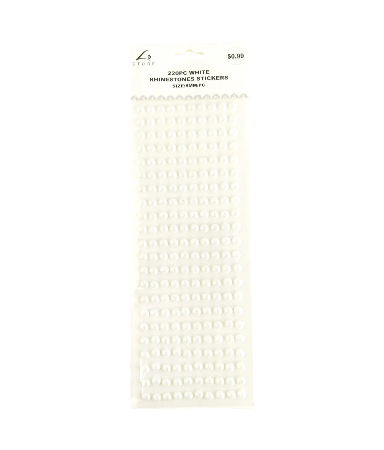 White Rhinestones Stickers 8mm 220pc