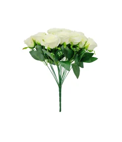 White Rose Bush 18 Head 47cm