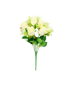 White Rose Bush 9 Heads 38cm