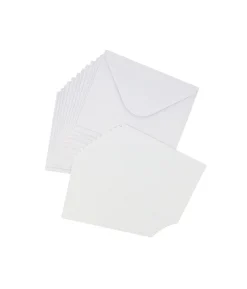 White Small Pearlised Cards & Envelopes Set 12pc