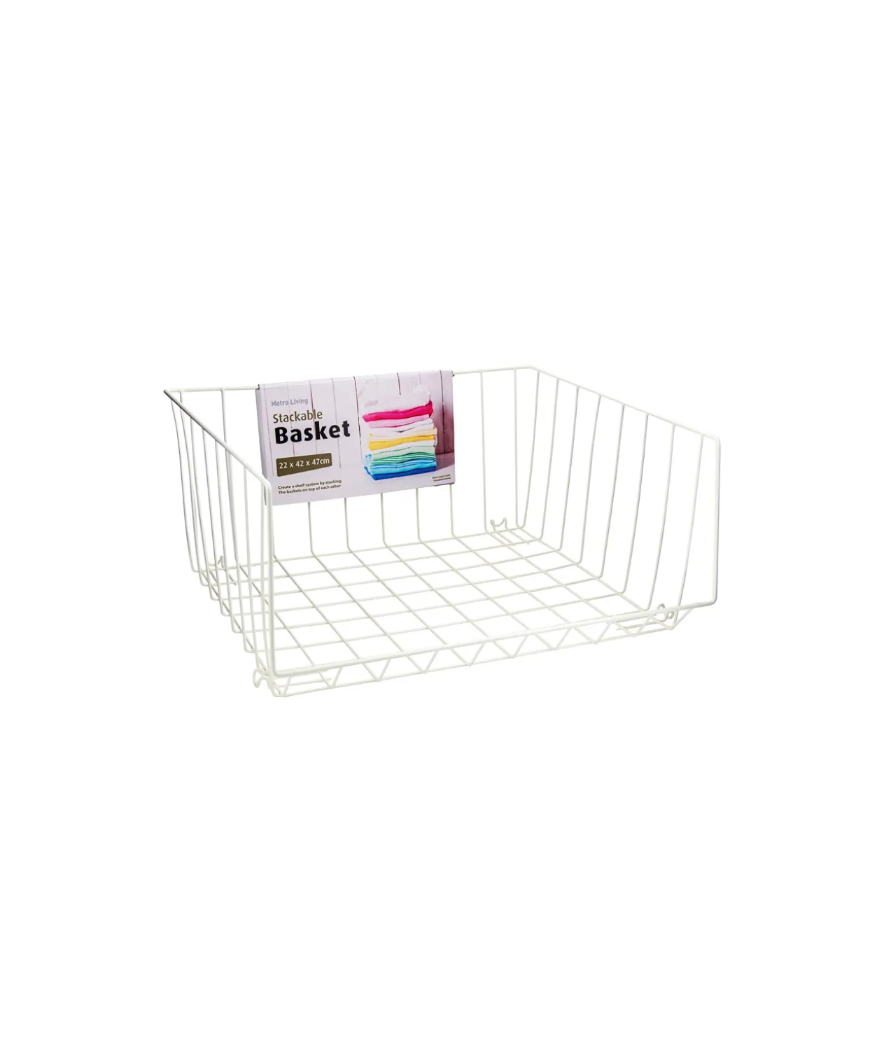 White Stacker Basket 22 x 42 x 47cm