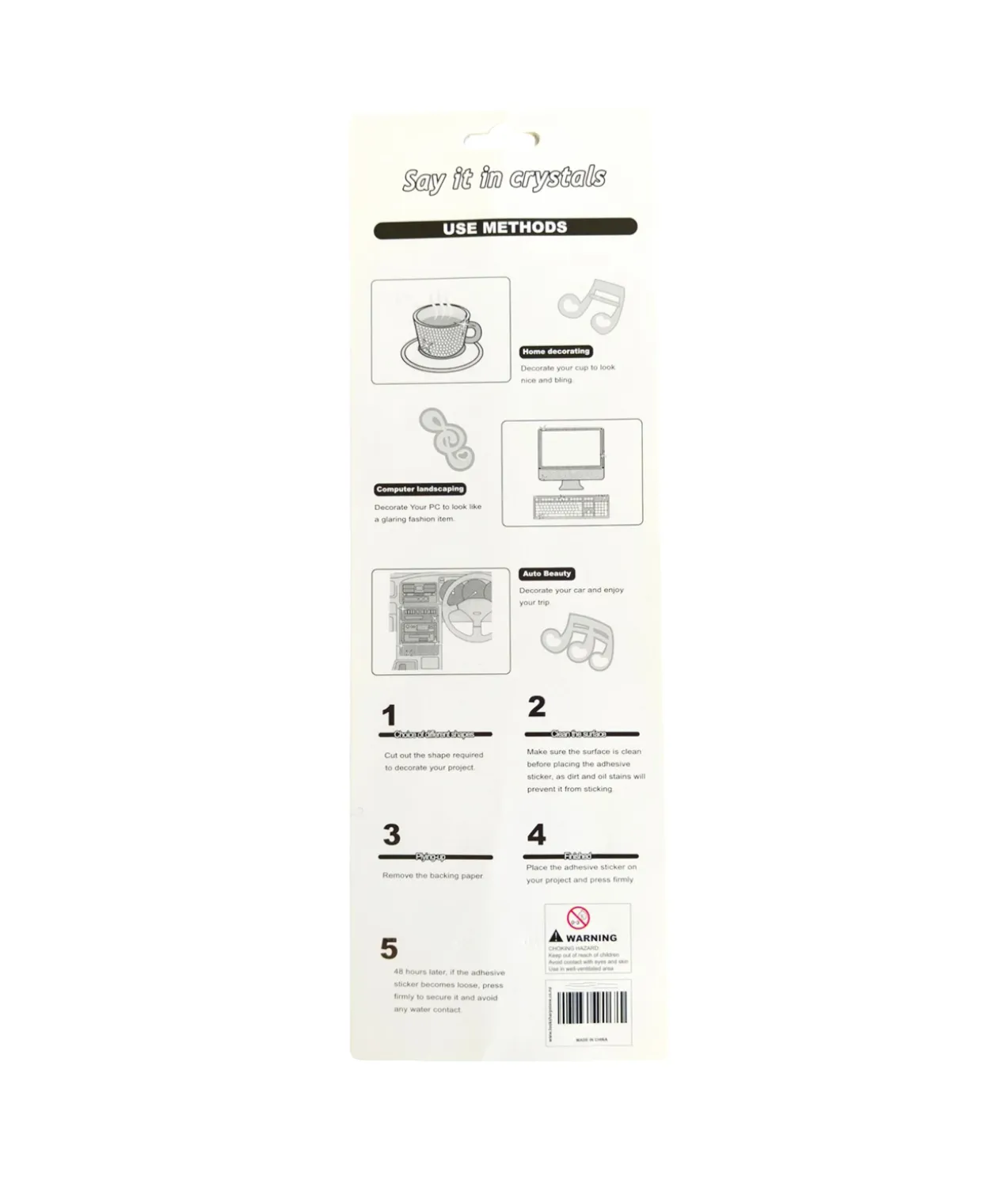 White Strip Rhinestone Stickers
