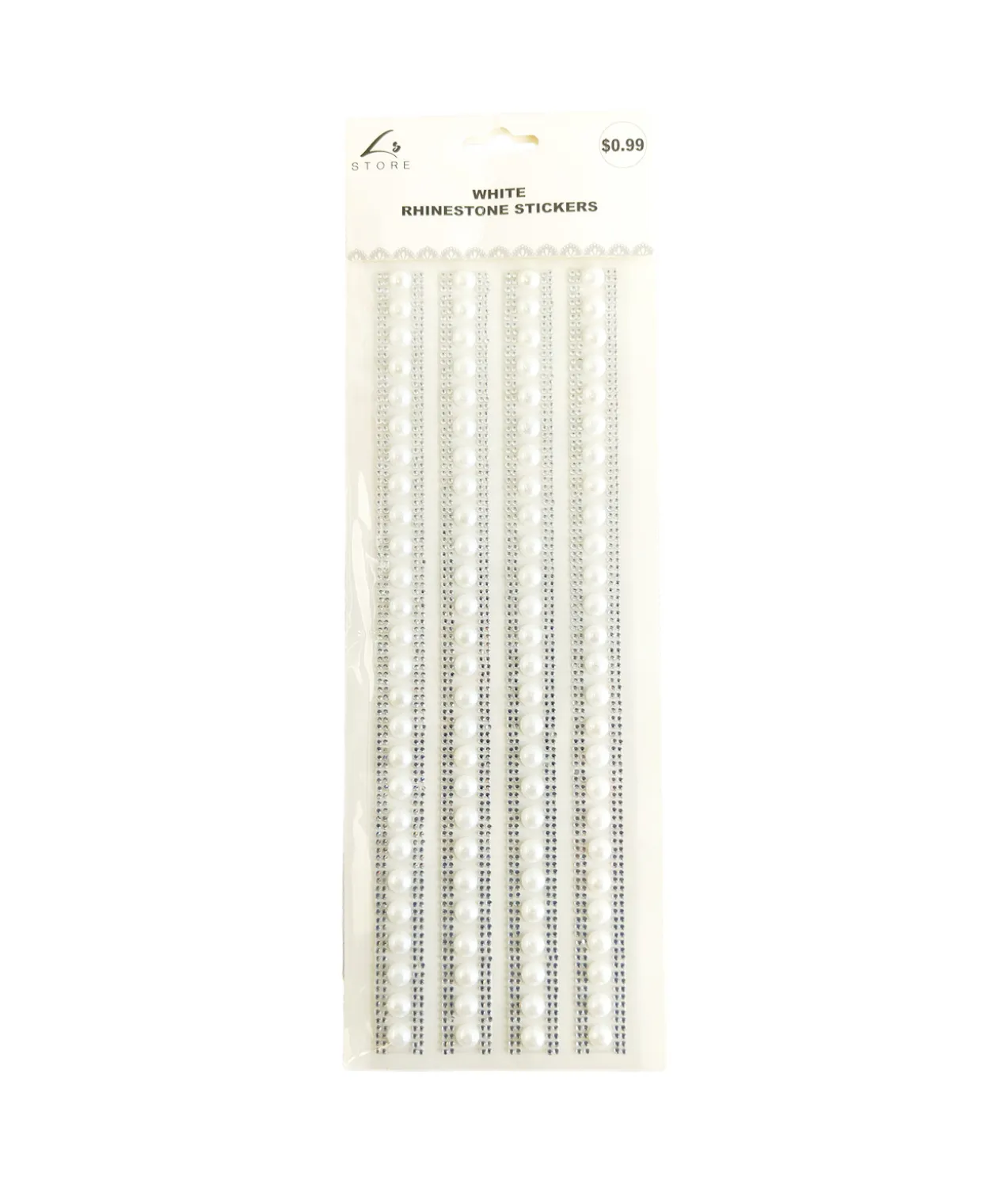 White Strip Rhinestone Stickers