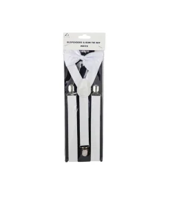 White Suspender and Bow Tie