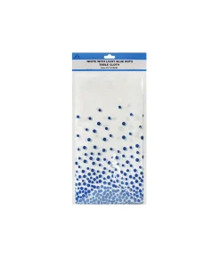 White Tablecloth With Blue Dots