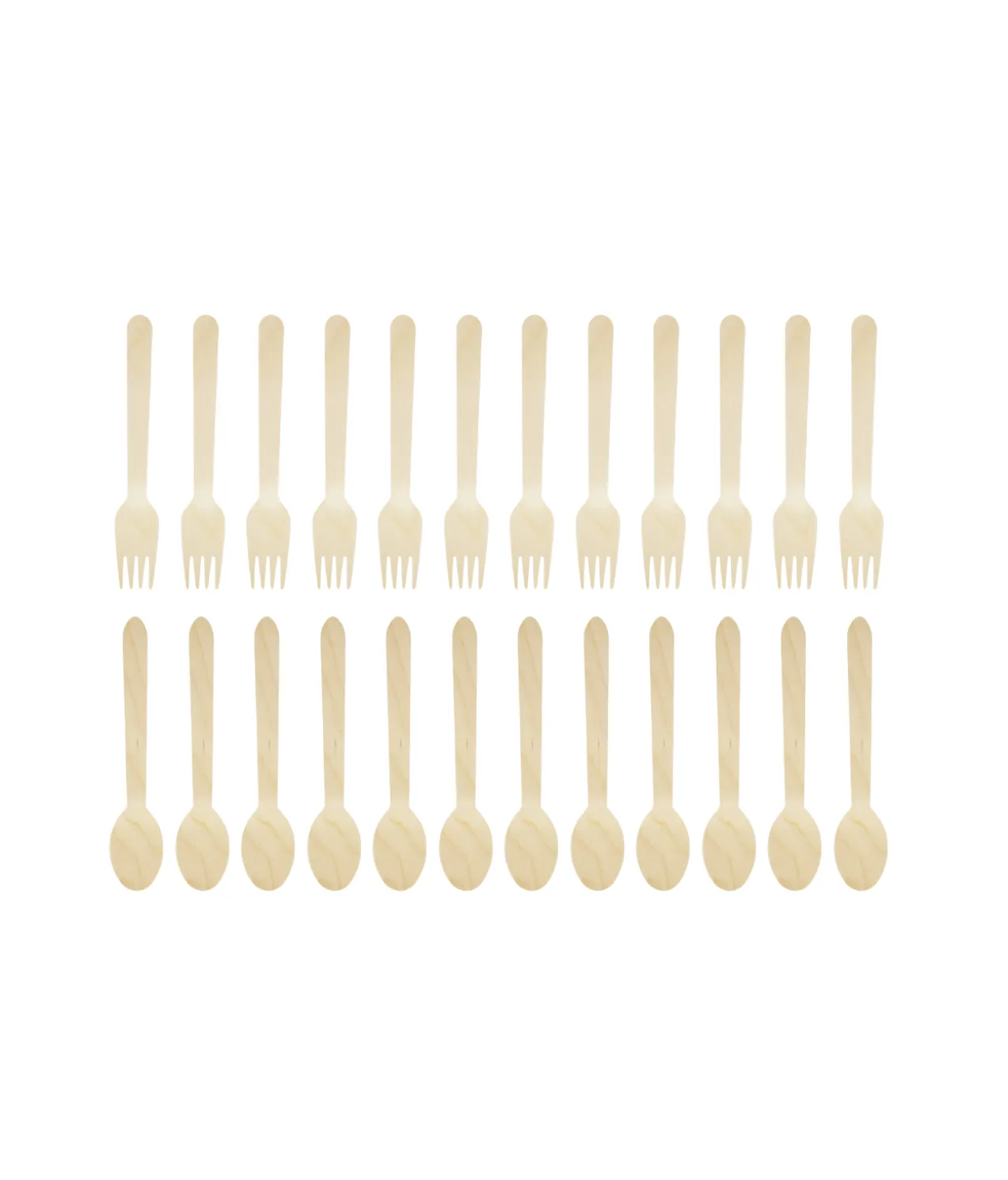 Wooden Spoons & Forks 16cm 24pk