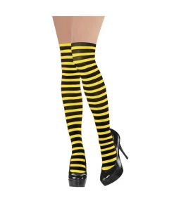 Yellow & Black Striped Party Stockings