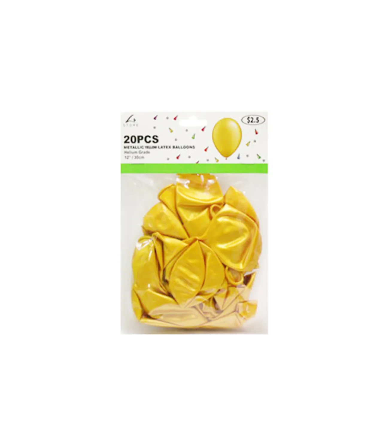 Yellow Metallic Latex Balloons 12inch 20pk