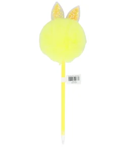 Yellow PVC Bunny PomPom BallPoint Pen