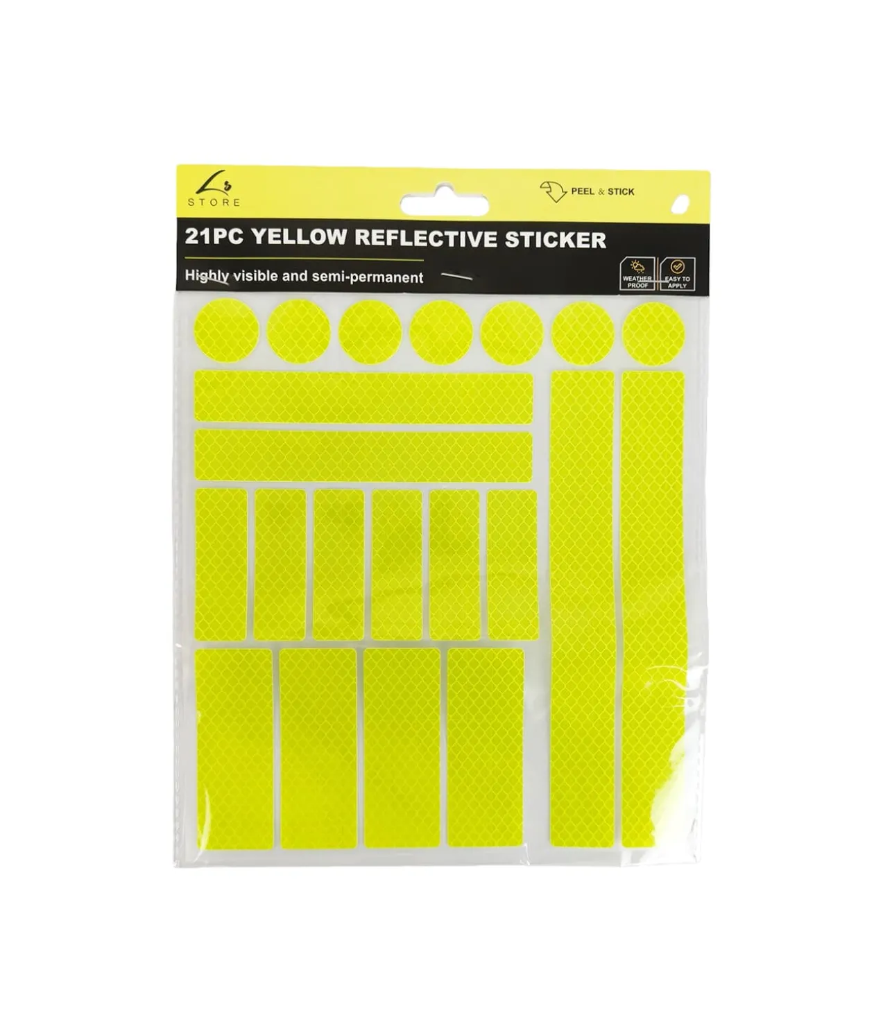 Yellow Reflective Stickers 21pc