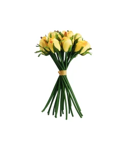 Yellow Rose Bud 18 Head 28cm