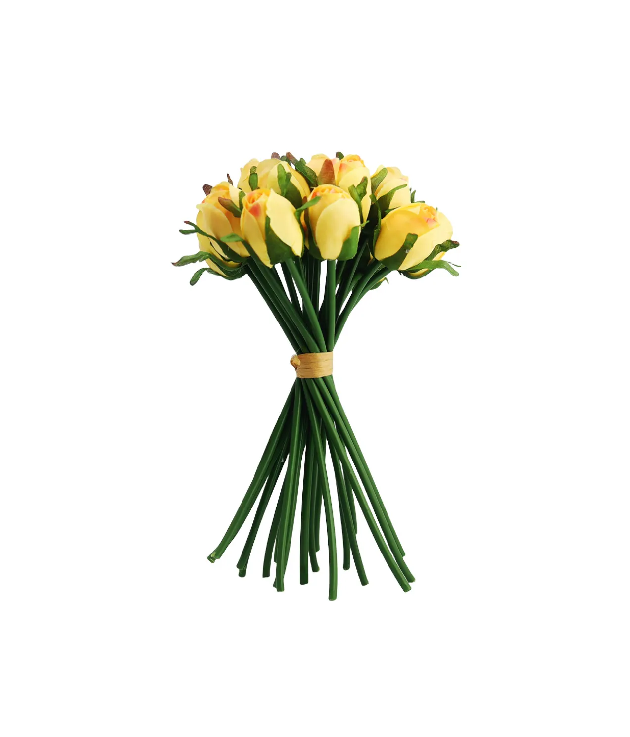 Yellow Rose Bud 18 Head 28cm