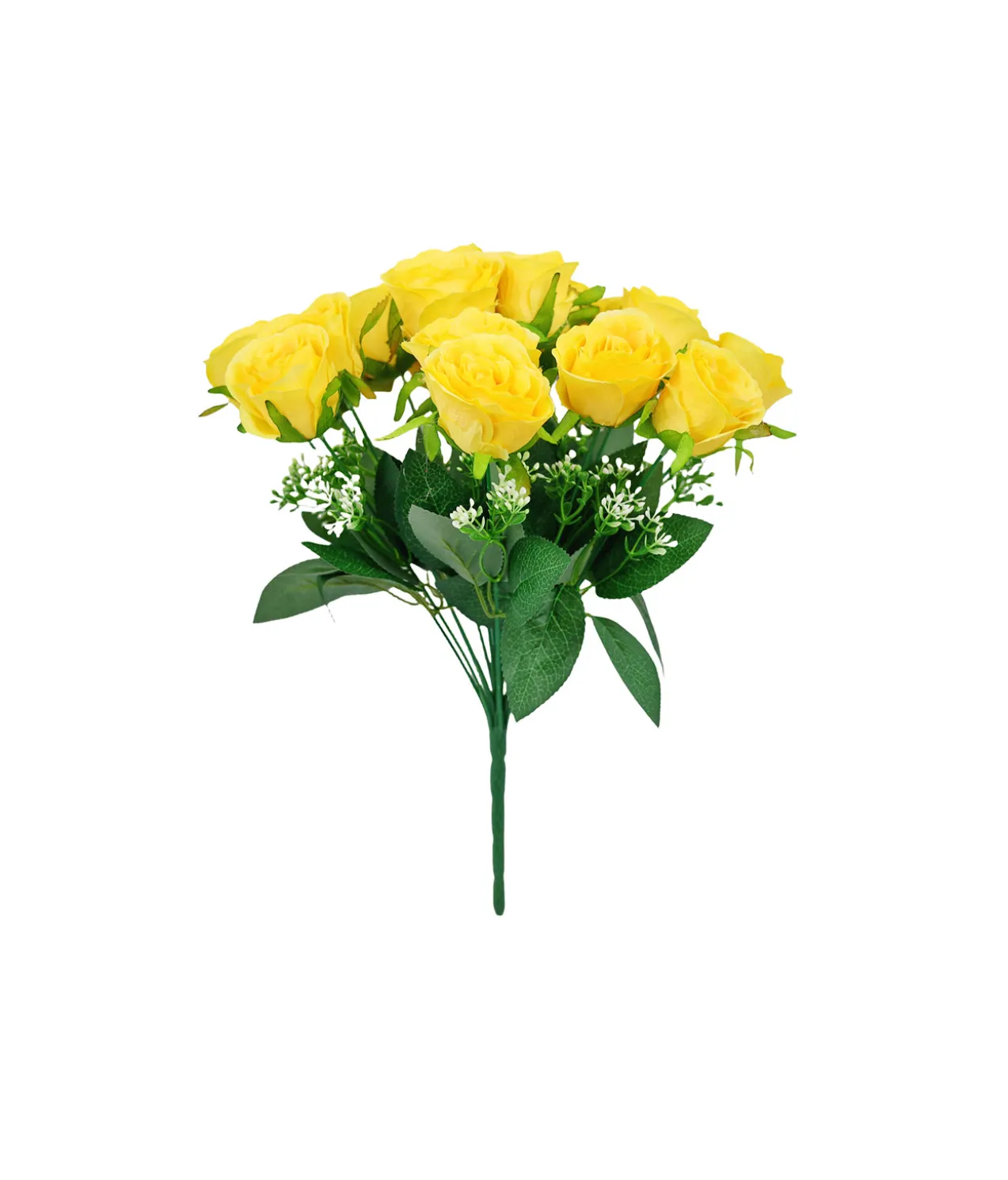 Yellow Rose Bush 18 Head 47cm